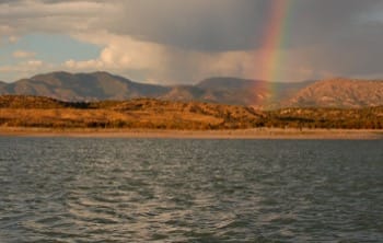 Utah camping hot spots - rainbow over Yuba Lake